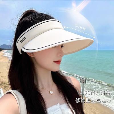 Летняя широкополая шляпа для защиты от солнца для женщин, для улицы, велоспорта, повседневная, с защитой от УФ, закрывающая лицо, с открытым верхом, шляпа в том же стиле, что у Сюй Лу