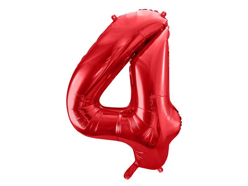 Balon Foliowy Cyfra 4 Czerwona, 86Cm