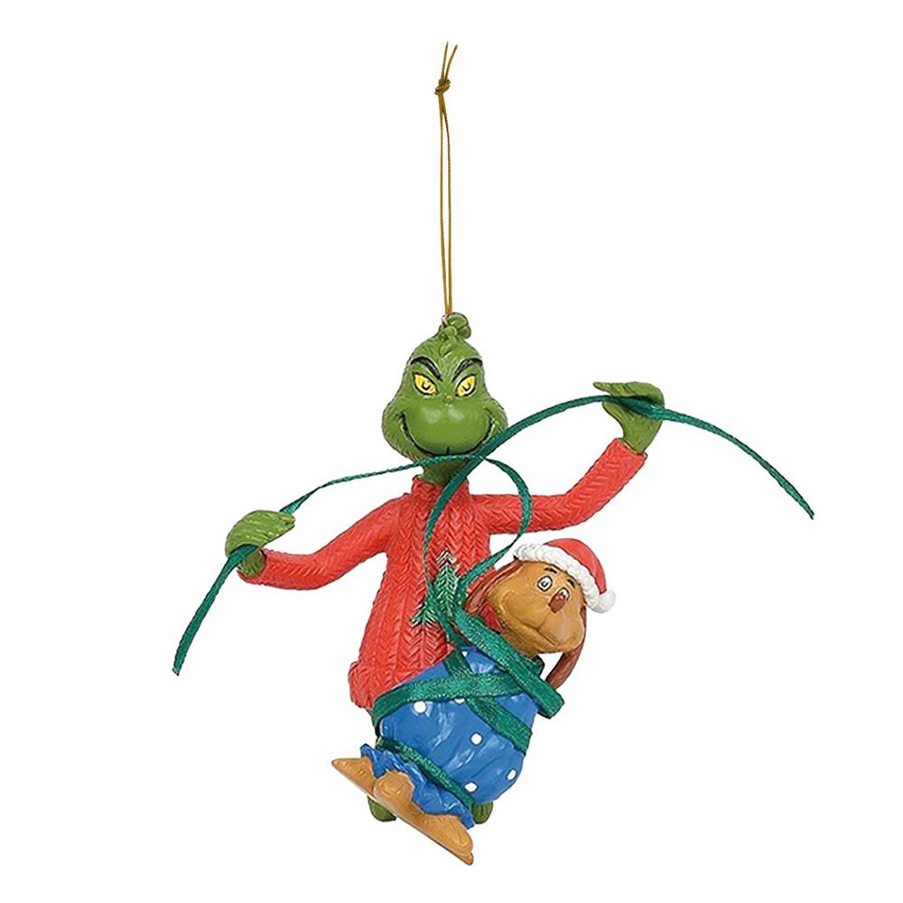 Рождественский кулон с зелеными волосами и кристаллами в виде монстра, мультяшное украшение на рождественскую елку