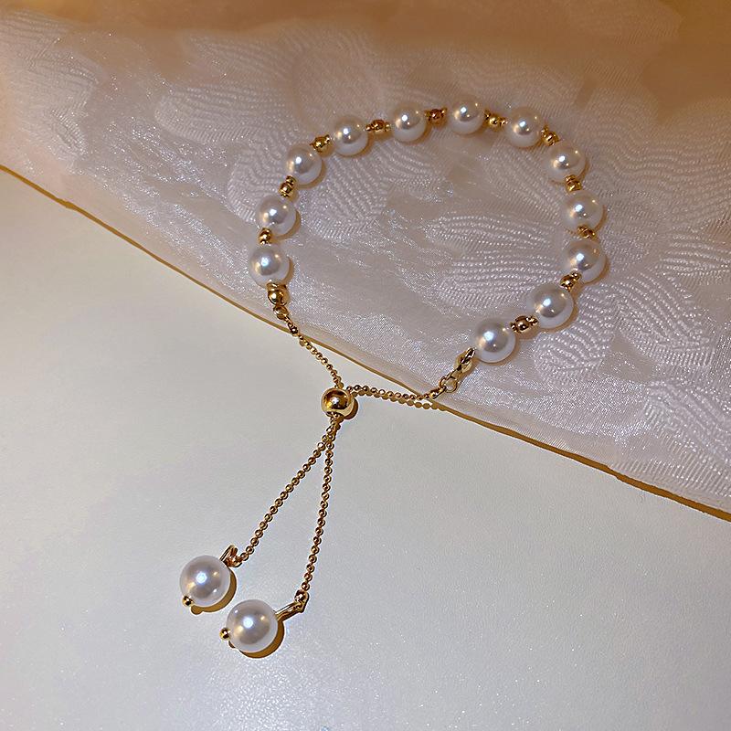 Korean Simple Adjustable Tassel Pearl Bracelet Fashion Personality Hand Jewelry New Female Anniversary Gift Wedding Jewelry