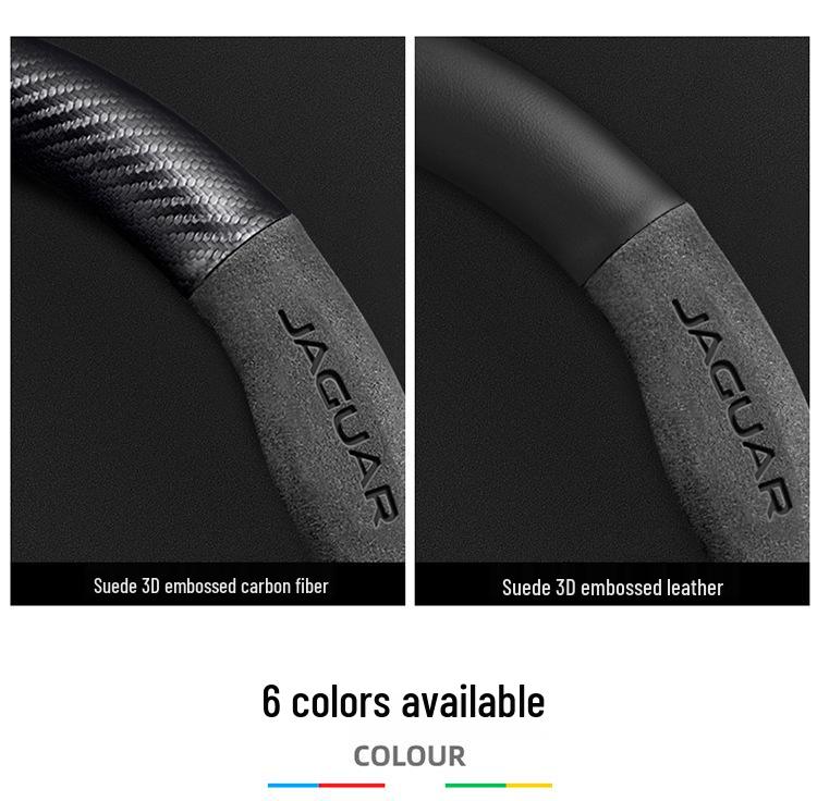 Universal Suede Carbon Fiber Steering Wheel Cover for Jaguar XEL, XFL, F-PACE, XJ – Four Seasons Fit.