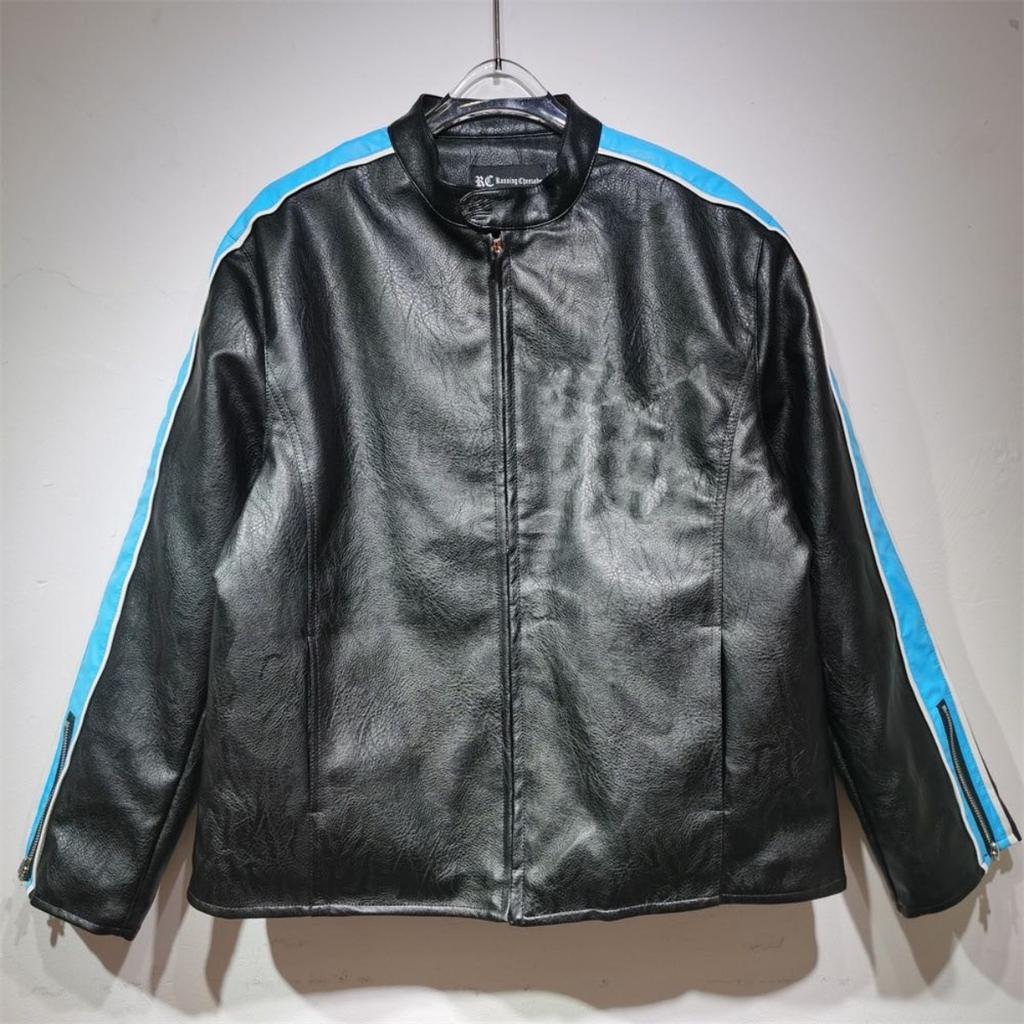 Heavy Duty Rhinestone PU Leather Jacket Motorcycle Style Cotton Lined Unisex Stand Collar Trendy Streetwear Biker Coat