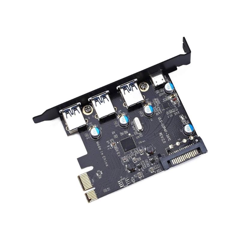 4-портовая PCI-E на 1x Type-C 3x Type-A USB3.0 4-портовая PCI-Express гостевая карта с внутренним 19-контактным разъемом