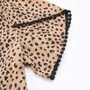 Women's Summer Design Sense Short Sleeve Leopard Pattern Shirt Blouses Loose Chic Tops