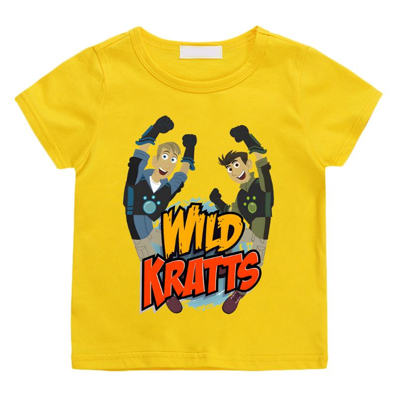 Футболка с рисунком Wild Kratts с принтом аниме, новая хлопковая футболка для детей, забавный топ с героями мультфильмов, классная одежда для мальчиков с коротким рукавом
