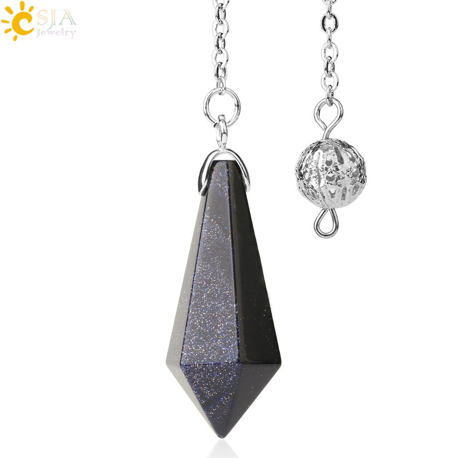 CSJA Rock Crystal Quartz Pendulum for Dowsing Rod Natural Stone Pendant Pendulos Pendules Radiesthesia Spiritual Products G690