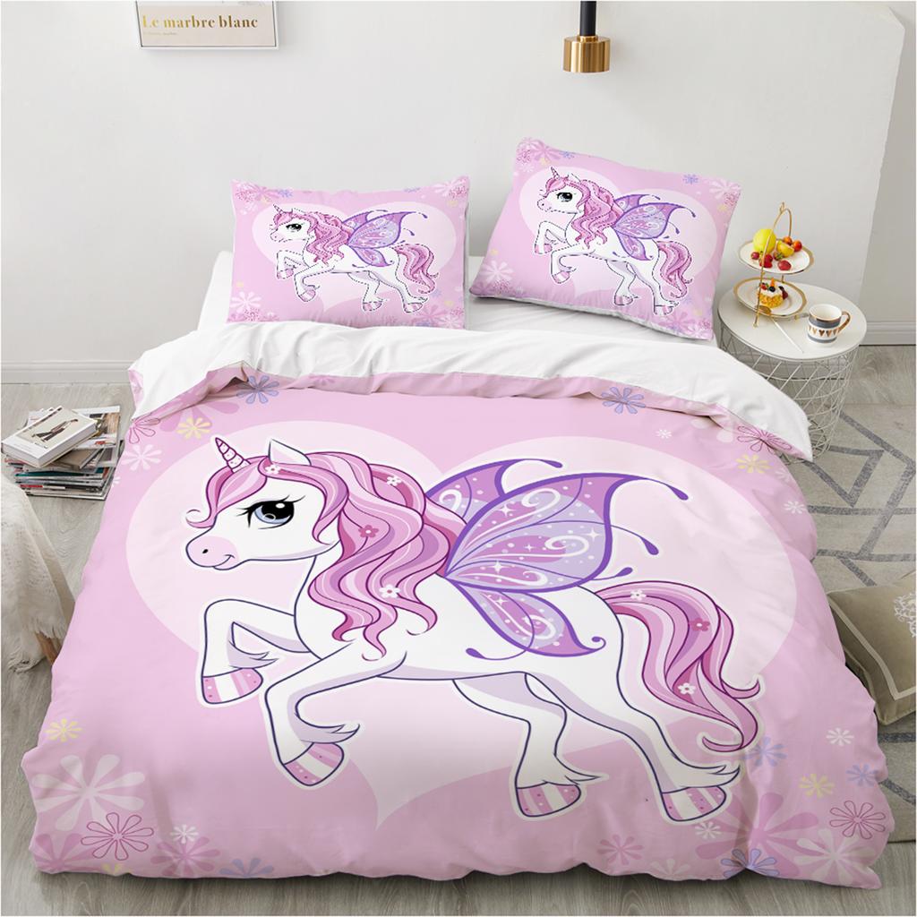 Комплект постельного белья с 3D волшебным единорогом для мальчиков и девочек, размер Twin Queen Size, пододеяльник, наволочка, кровать для детей и взрослых, модный домашний текстиль, текстиль