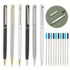 1 ручка + 10 стержней, металлическая шариковая ручка со стержнями для школы, офиса, материал из нержавеющей стали, вращающиеся канцелярские принадлежности, ручки
