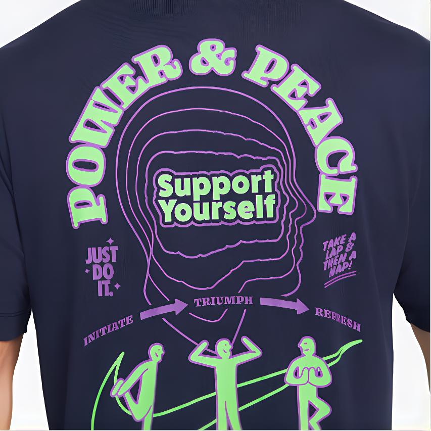 Nike Dri-Fit Letter Print Crew Neck Short Sleeve T-Shirt Men Tops Dark-Blue DM5680-498