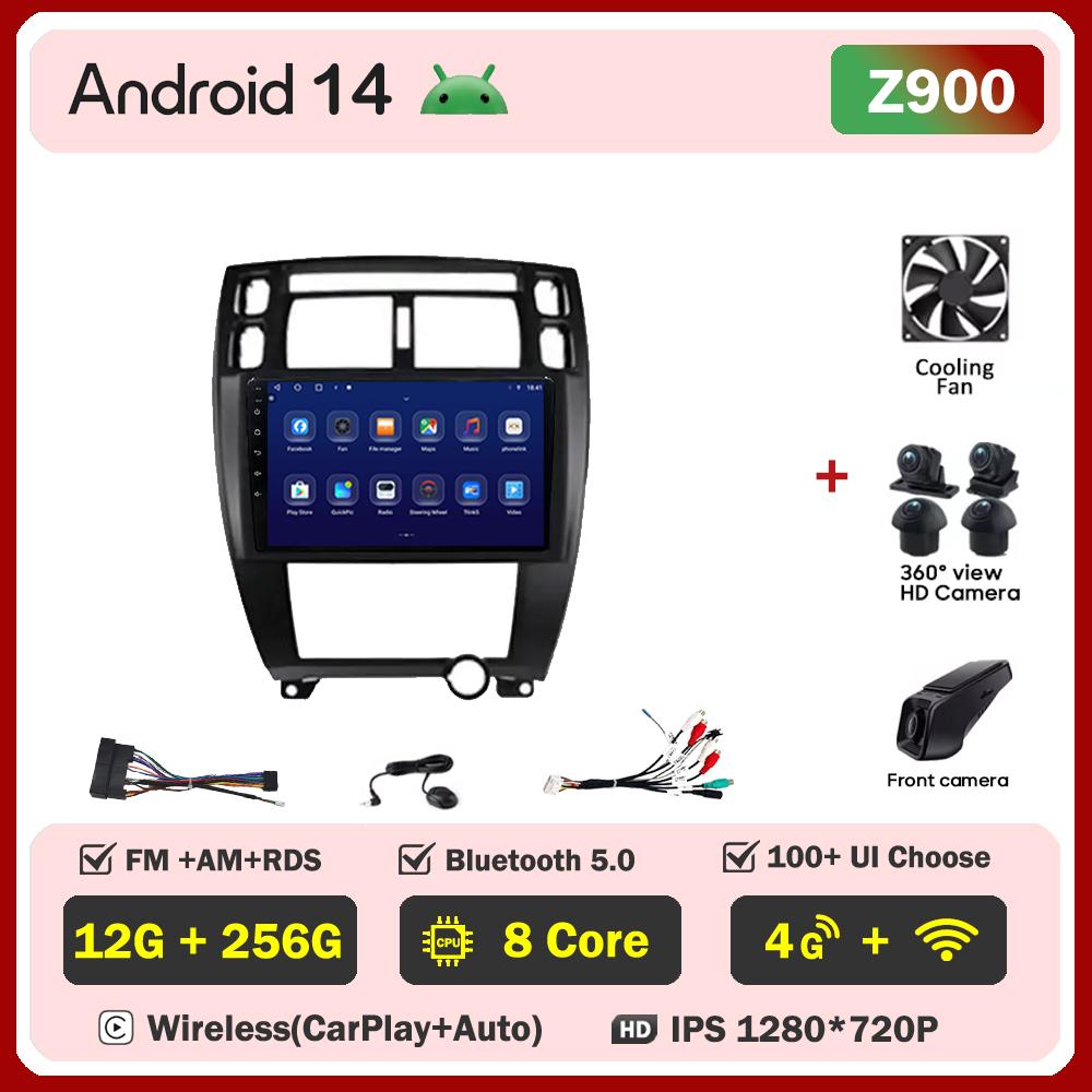 Автомагнитола Android 14 для Hyundai Tucson 1 2004 Carplay Auto Экран Беспроводной Android Auto Интеллектуальные Автомобильные Системы 5G Wi-Fi