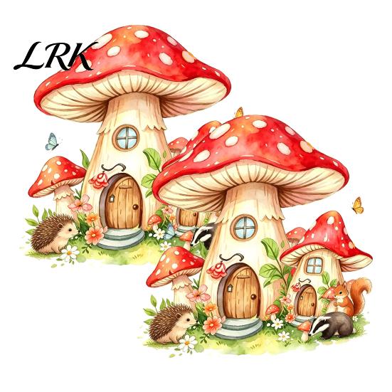 Самоклеящиеся наклейки на стекло для ванной комнаты, акварельный лесной эльф, статические наклейки на окно, наклейка-домик грибного эльфа для универсального украшения вечеринки