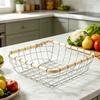 Storage Basket, Stainless Steel Woven Multi-Purpose Organizer, Large Capacity Stackable Fruit Bowl for Kitchen Bathroom Bedroom And More