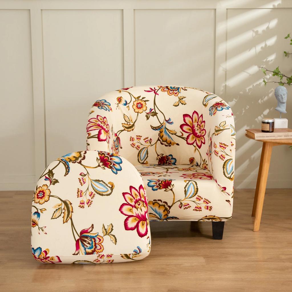 Чехол на стул для клуба из эластичной ткани Spandex Barrel Chair Covers Printed Bath Living Chair Covers Furniture Protector Sofa Cover