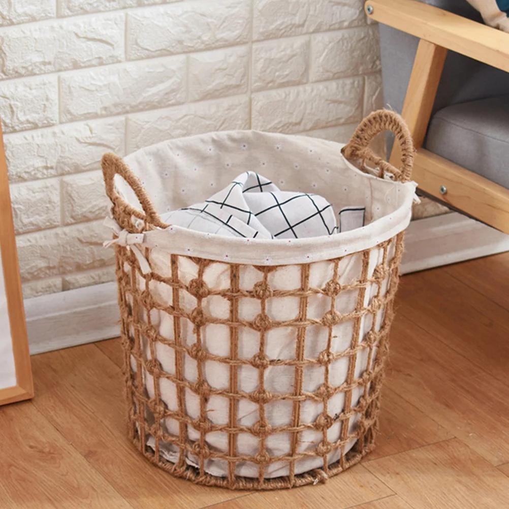 Freestanding Laundry Hamper Woven Basket Foldable Trash Can Dirty Clothes Container Trash Can Gallon Office Trash Can Trash Bag