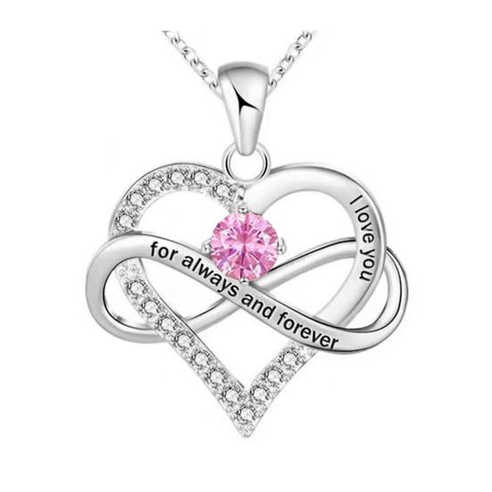 Ожерелье в форме сердца для женщин Романтичная подвеска в форме сердца с надписью «Я люблю тебя вечно» из кубического циркония