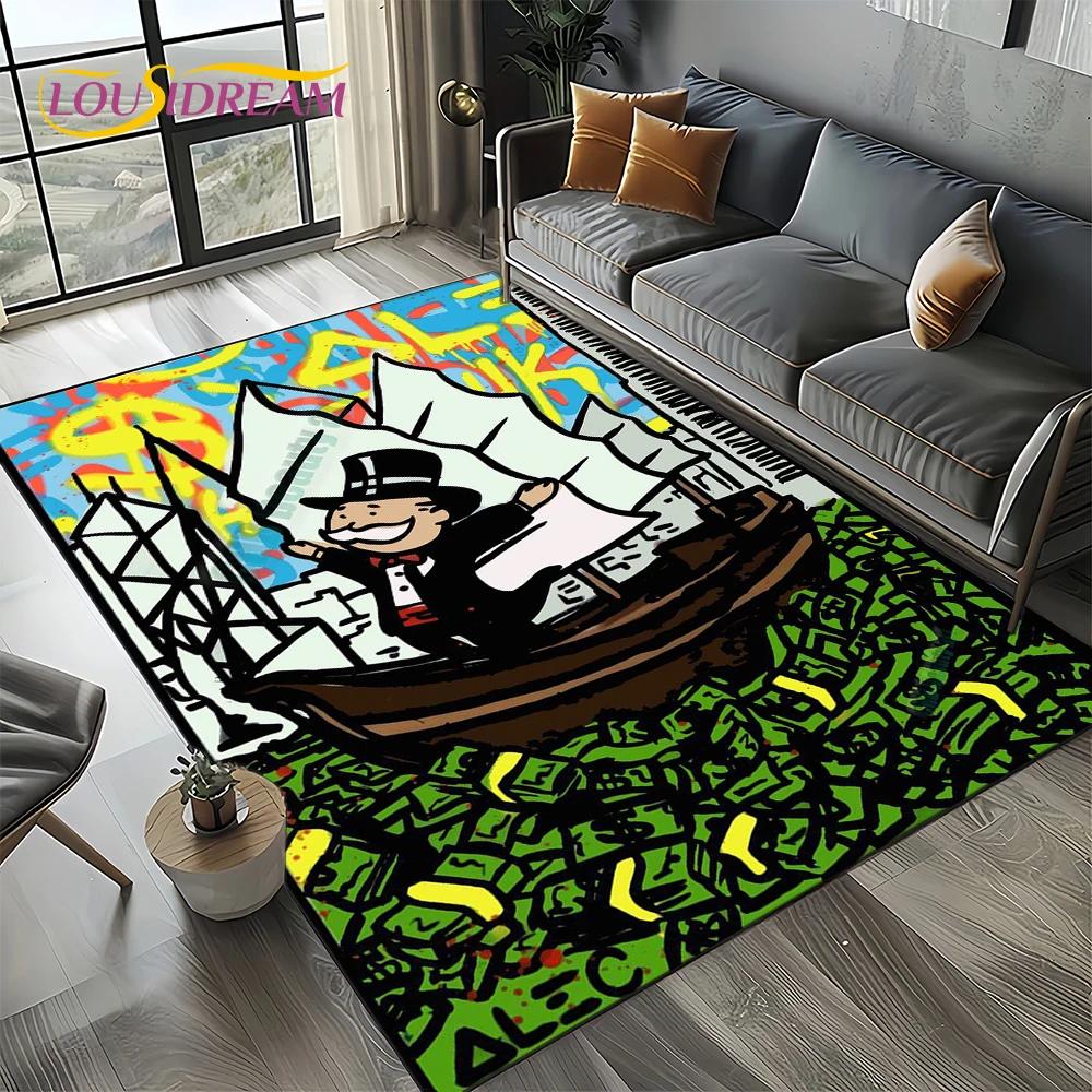 3D Rich Man Game Monopoly Dollar Cartoon Carpet Rug for Living Room Bedroom Home Sofa Decoration,Kid Area Rug Non-slip Floor Mat