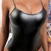 Эротическое нижнее белье, однотонное, высокоэластичное, сексуальное, на бретелях, из искусственной кожи, с открытой спиной, порнографическое боди для вечеринок для медового месяца