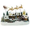 Resin Christmas Glowing Village 3-Elk Reindeer with Music Christmas Flying Reindeer Gift LED Lighted Xmas Festival Craft Decor