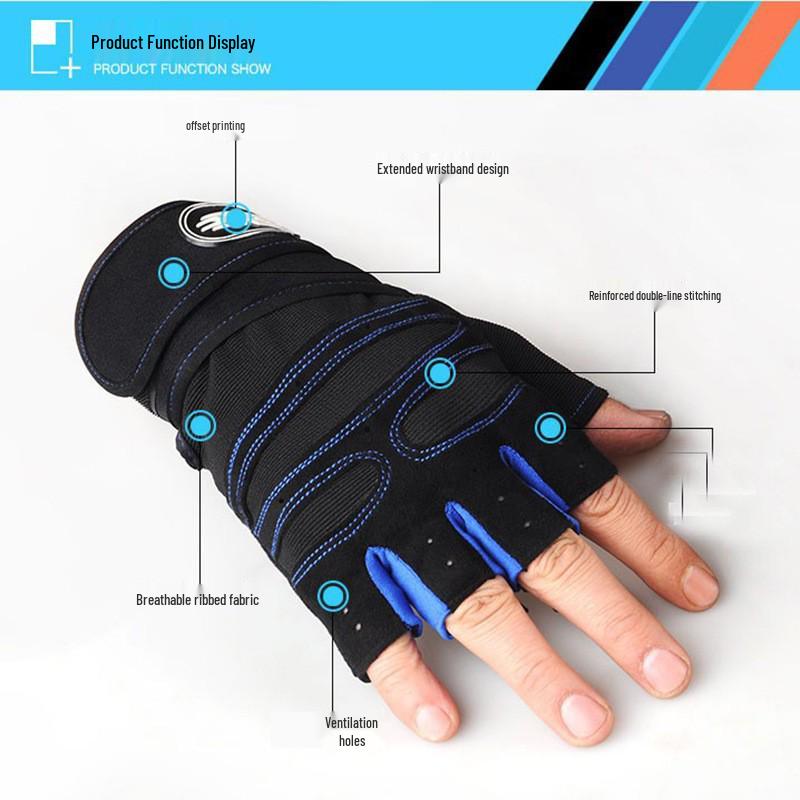 Unisex Half-Finger Exercise Gloves: Wear-Resistant, Anti-Callus, Wrist Support for Dumbbells & Pull-ups