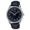 Men's Leather Band Wrist Watch MTP-V005L-1B4U