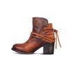 Fashion Women Boots 2024 Autumn Vintage Boots Women Chunky Heels Lace-up Booties  Heeled Ankle Boots Botas De Mujer