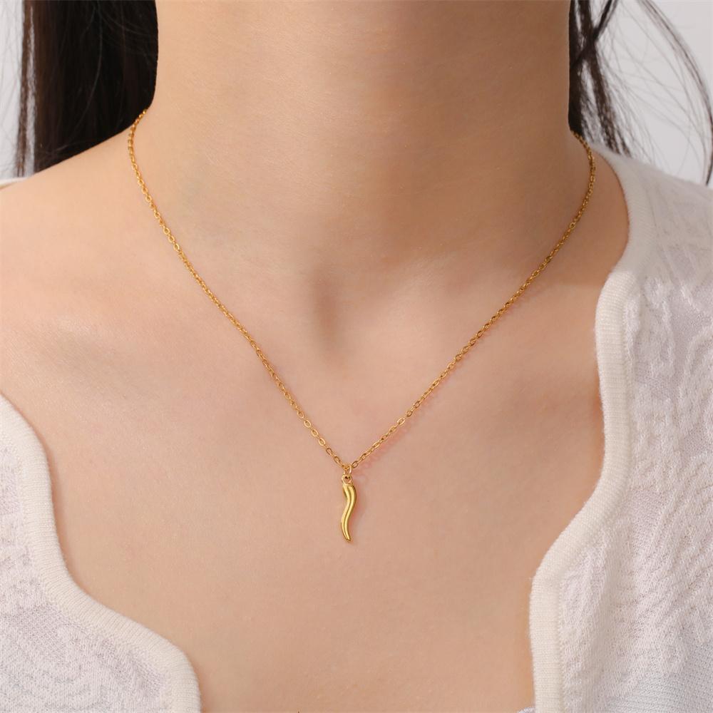 My Shape Lucky Italian Horn Pendant Necklaces for Women Stainless Steel Charms Chain Choker Lucky Amulet Jewelry Gifts