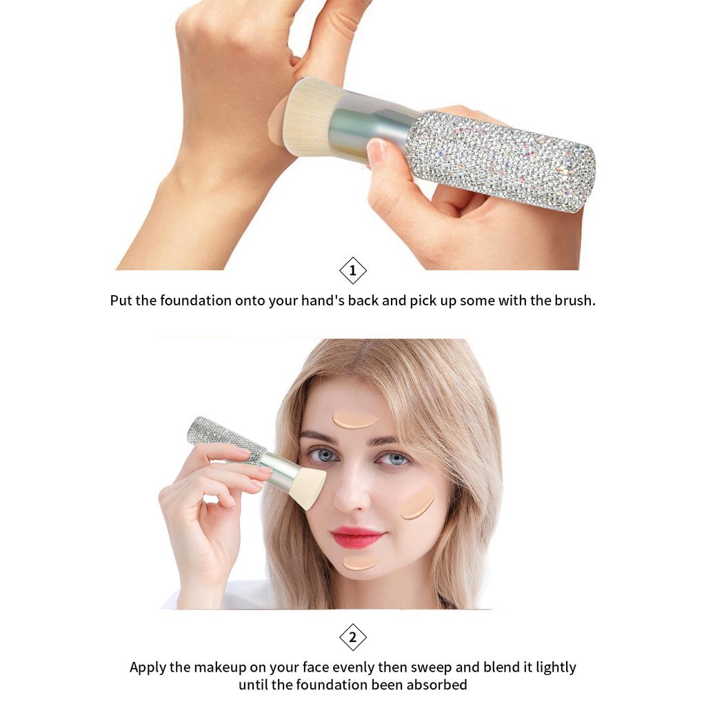 DUcare Кисть для тональной основы со стразами, алмазная кисть для макияжа, кисть кабуки с плоской вершиной, синтетический профессиональный инструмент для смешивания жидкостей, минеральная пудра, инструмент для макияжа