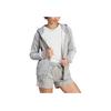 Adidas Letter Logo Three Stripes Printed Hoodie Women Hoodies Medium-Gray IM0236