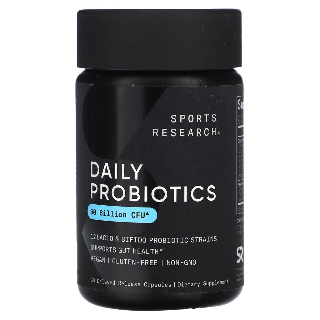 Sports Research Daily Probiotics, Delayed Release, 60 Billion CFU, 30 Veggie Caps