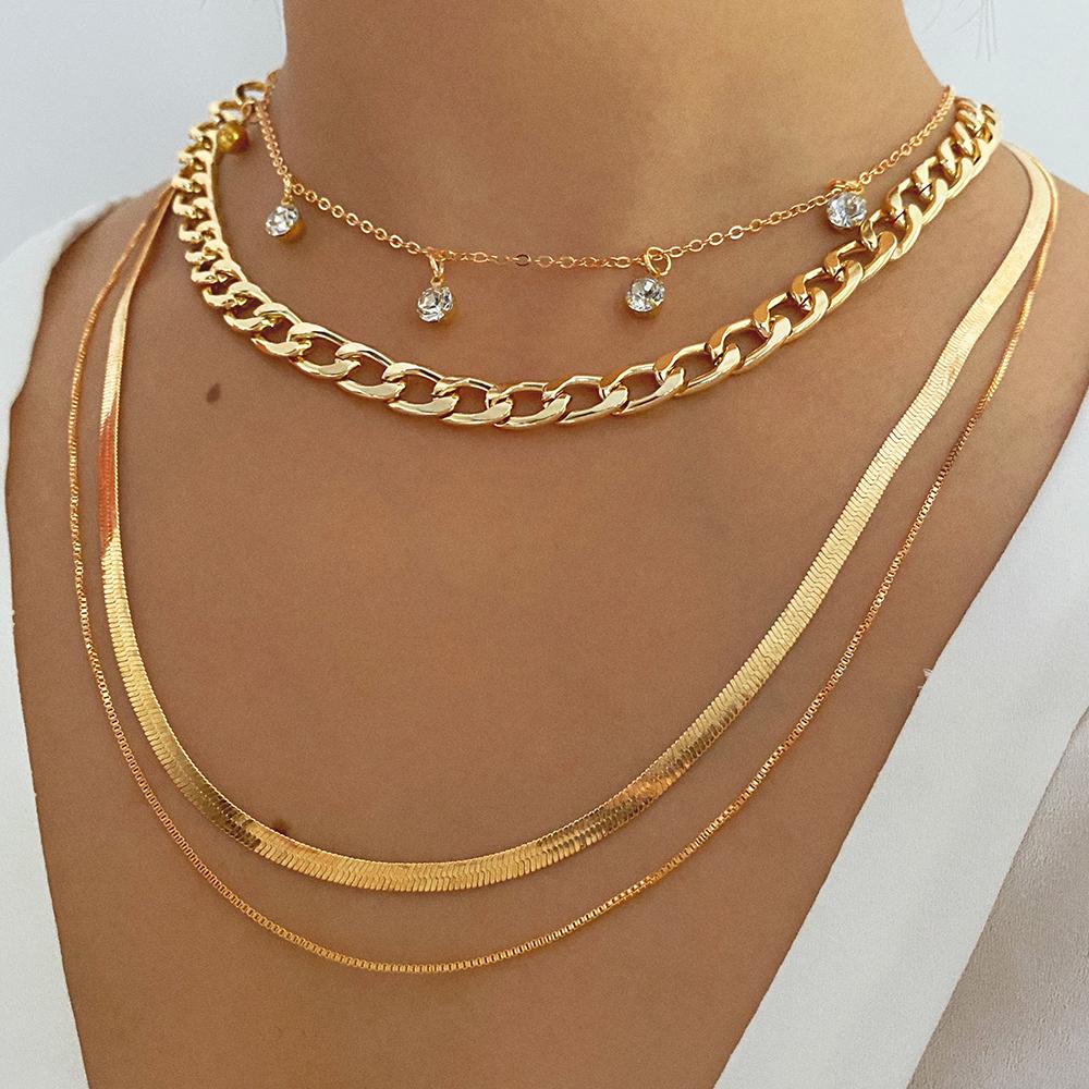 Новая цепочка для свитера, ожерелье из 4 предметов для девочек, элегантный комплект цепочек для свитера, ювелирные изделия, модное роскошное женское ожерелье с вырезом, пара пара