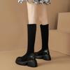 Ботинки на толстой подошве Осенне-зимние ботинки Женские маленькие эластичные тонкие ботинки Ботинки на толстом каблуке Женские высокие ботинки