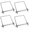 U-Bolts (Set of 4) Square U-Bolts, 102mm Inner Width, 304 Stainless Steel Square M8 Bolts with Washers and Plates, for Carport Parking Fixings