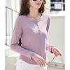 [JHIJSC] t-shirt ladies long sleeve spring cotton tight Plain color Fashionable cute large size (JP, alphabet, L, pink)