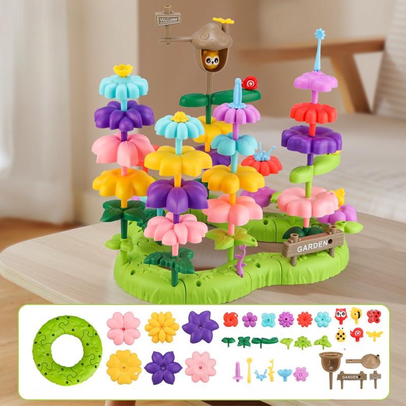 Large Particle Assembled Building Blocks Girls Plant Cognitive Logical Thinking Puzzle Building Blocks Garden