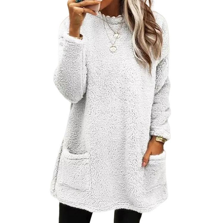 Women's Fashion Casual Fall Winter Solid Color Print Long Sleeve O-Neck Sweaters