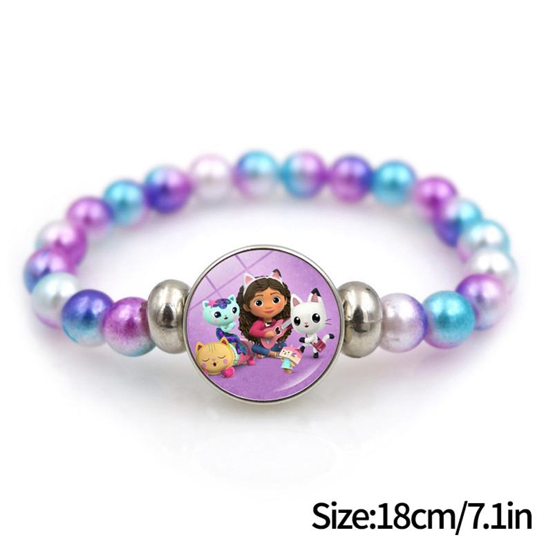 1/2Pcs Cute Gabby Dollhouse Beaded Bracelet Heart Shape Necklace Anime Figure Bracelets Choker Birthday Fans Gift Party Favor