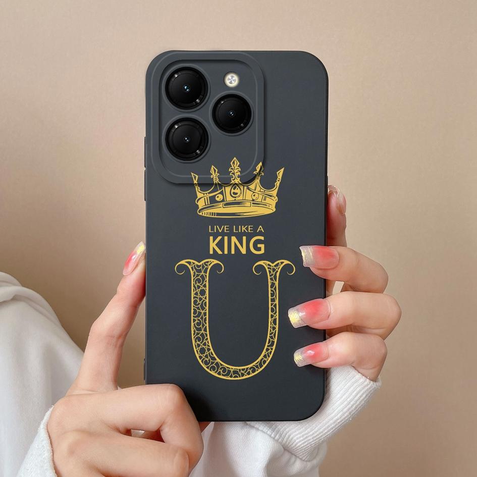 Для Infinix Smart 8 Zero 30 Note 40 4G Hot 40 GT 20 Pro Itel S24 Чехол для телефона Бампер с защитой от падения Силиконовый мягкий чехол Модная Корона Король Буквы Матовая Капа