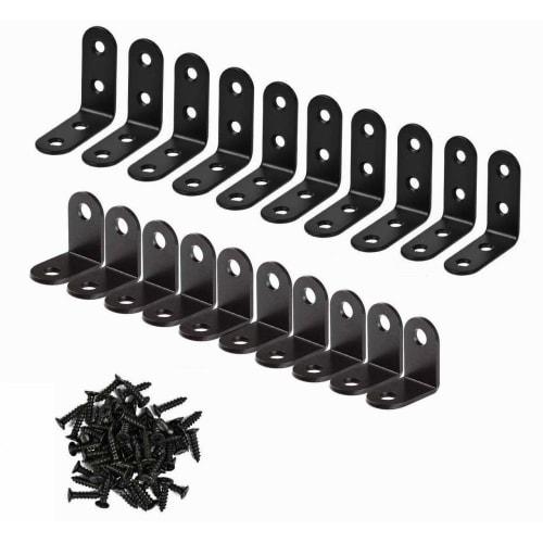 20-Piece Set: 40*40*16mm + 20*20*16mm L-Shaped Angle Brackets, Right-Angle Brackets, Shelf Brackets, Corner Braces, Joint Brackets, with 60 Screws (Bl