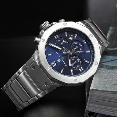 Salvatore Mara Watch Men's Chronograph 10 ATM Water Resistant Business 20th Anniversary Limited Model SM18117SS (Navy)
