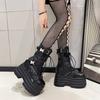 13CM Ultra-high Women's Platform Boots High Quality Leather Thick Sole Short Boots Retro Design Punk Lady Ankle Boot Botas Mujer