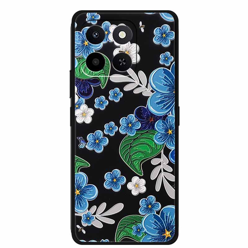 3D чехол для Honor X7d 5G Чехол X 7 d Coque 6.77" Тиснение Цветы Черный Силикон Мягкая задняя крышка Для Honor X7d 4G Чехлы Оболочка Funda