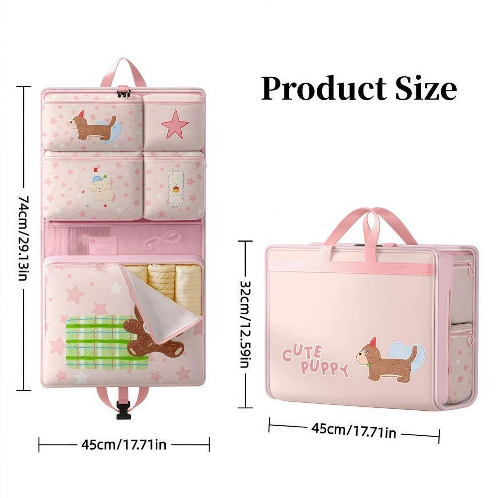 7in1 Foldable Storage Bag Large Capacity Cartoon Pattern Travel Handbag Space-saving Waterproof Clothing Organizer Bag