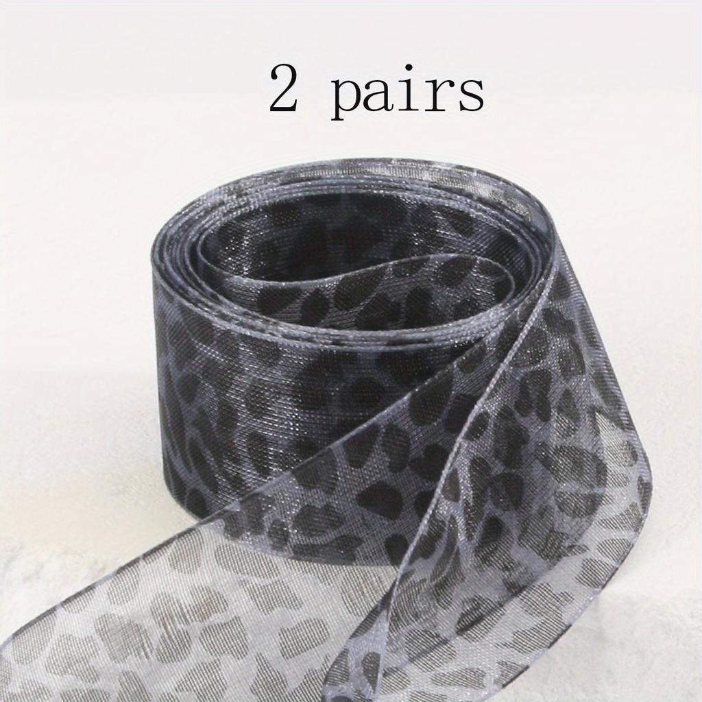 Organza Shoelaces, 1 Pairs and 2 Pairs Fashionable Satin Ribbon Shoelaces, Leopard Print Pattern Ribbon Yarn Lace Shoelaces