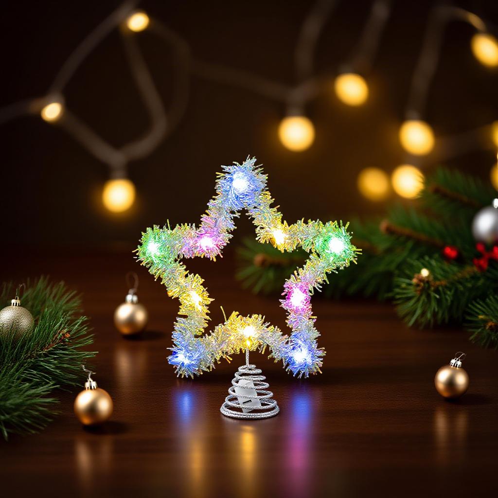 Sparkling Star Christmas Tree Top Decoration With Multi Colored Lights Pentagram Decoration Home Christmas Party Decoration