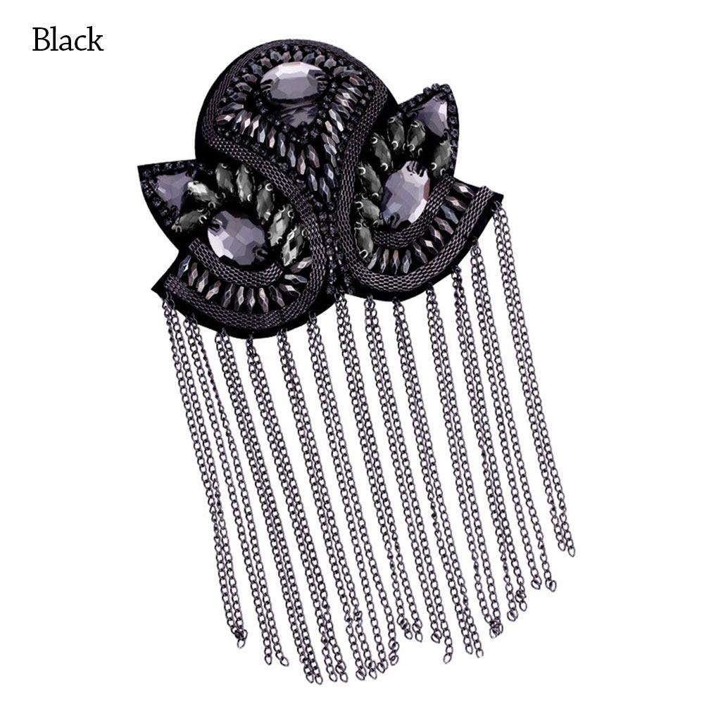 Long Chain Tassel Epaulette Rhinestones Shoulder Jewelry Delicate Shoulder Brooch Men Women