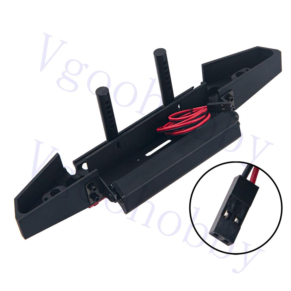 Metal Front Bumper with Lights Bar Tow Trailer for Traxxas TRX-4 Axial SCX10 90046 90047 SCX10 II 1/10 RC Crawler Car