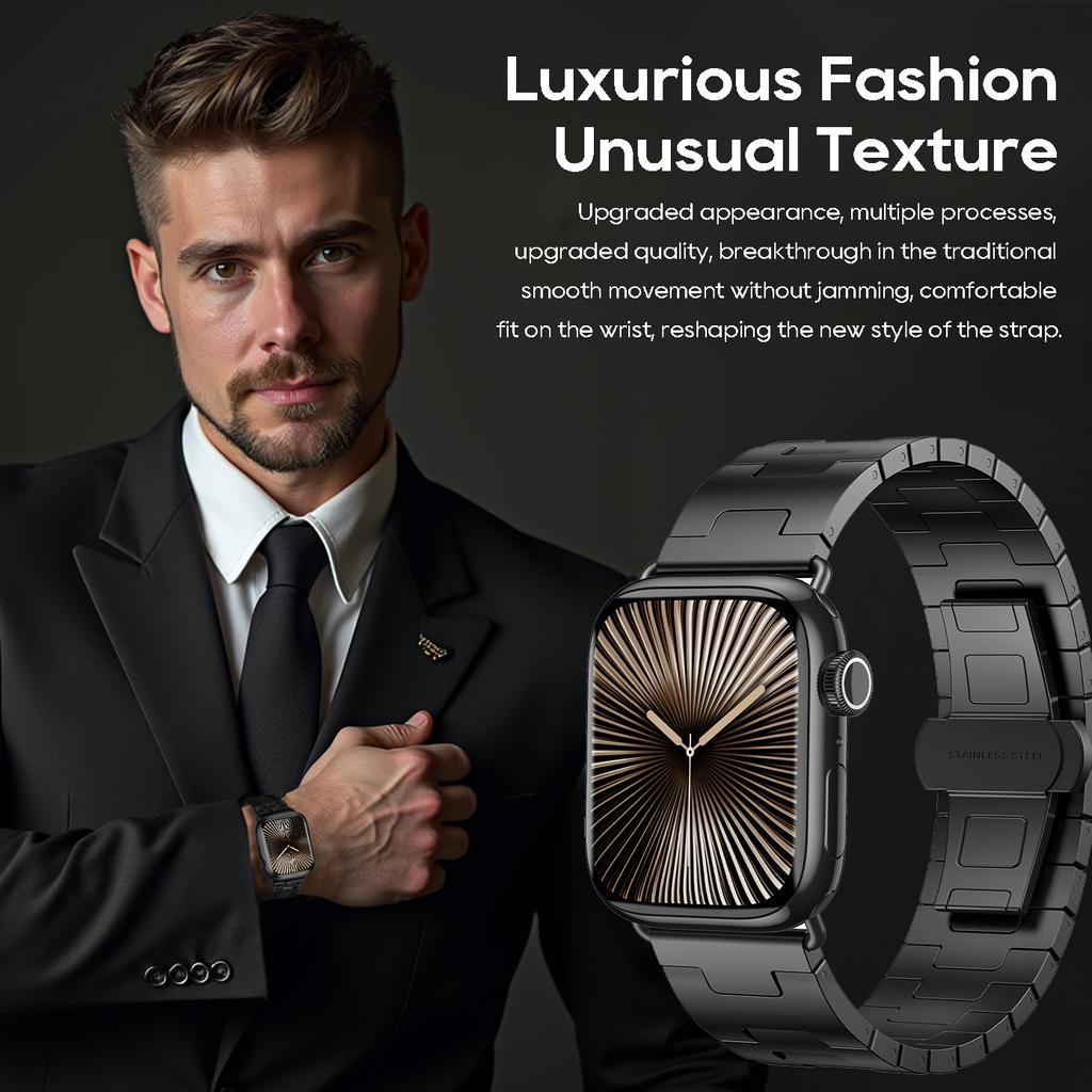 Ремешок титанового цвета для Apple Watch Series 11 46 мм 42 мм, ремешок из нержавеющей стали H-образной формы, браслет для iWatch Ultra 3 2 49 мм 45 мм 40 41 мм SE3 44 мм
