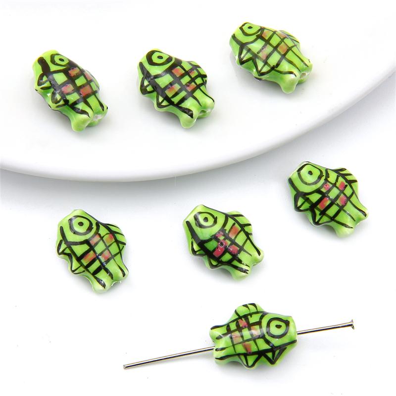 2pcs Hand-Paint Ceramic Porcelain Fish Beads Charm Loose Spacer Beads for Necklace Earring Bracelet DIY Jewelry Craft Making