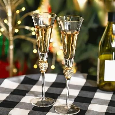 Европейский Роскошный Бокал для Вина с Золотым Ободком с Бриллиантами, Бокал для Шампанского и Коктейлей, Элегантный Хрустальный Бокал на Высокой Ножке