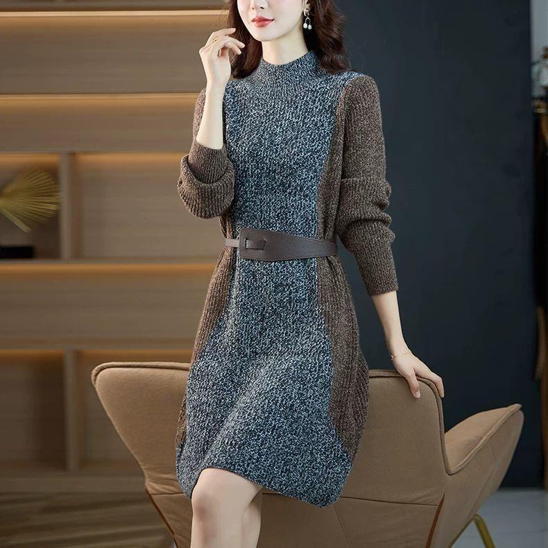 Платье flattering petite нового фасона 2025 года для осени/зимы: Идеально подходит для ношения под пальто, с шерстяными вещами и вязаными платьями с длинным рукавом.